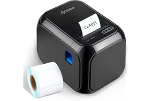 CLABEL Etikettendrucker Bluetooth Selbstklebend Thermo 320D Etikettiergerät Desktop Ettikettendrucķer Label Printer für Barcode mit eine Rolle 60x40mm Etiketten EU-Stecker