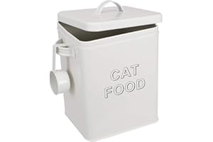 Pethiy - Contenedor para Comida y golosinas para Gatos, con herméticas Tapa y Pala, Cajas Almacenamiento para Alimentos para Mascotas,Capacidad 2,5kgs-Blanco