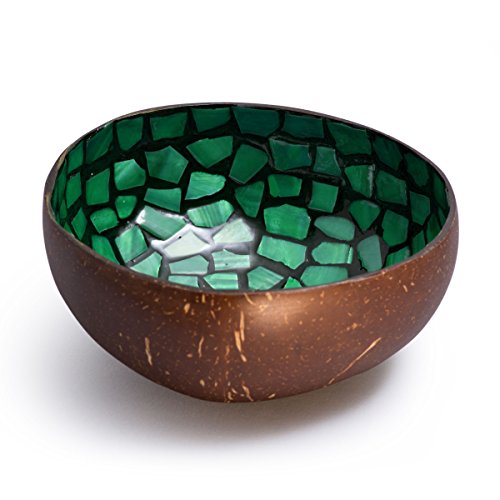 Cocobowl Perlmutt - Kokosnuss Schale / Dekoschale - opalgrün