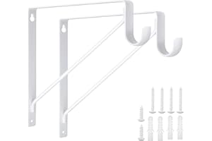 Batonca Regalhalterung 2 Pack Weiß Schwerlast Träger Regalwinkel, Tragkraft 130kg, Wandwinkel Haken, Wandmontage Regal und Stangenhalterungen mit Schrauben für die Wandmontage