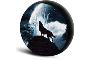 chaqlin Personalised Spare Wheel Cover,Animal Wolf Design Spare Wheel Cover Trailer Tire Storage Bag Suitable for 14-19 inch Wheels for Vehicle Hiking Camping Beach