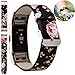 Produktbild Wafly Lederarmband für Fitbit Charge 2, Leder Ersatzband Uhrenarmband Fitbit Charge 2 Blumen Leder Armbänder Armband mit Metallverschluss für Männer, Damen, Mädchen, 5.5’’-8,5'' (Blumen Schwarz)