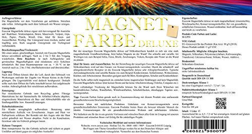 Neu! Jetzt noch stärker! 1 Liter Esocor® Magnetfarbe deluxe + 5 Neodym- Test Magnete Gratis – verleiht jeder Wand Anziehungskraft – stark magnethaftend – sehr Allergikerfreundlich – Ohne Konservierungsmittel – Ideal für Innen- und Aussenflächen - 5