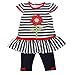 Baby Girls Floral Striped Top And Trousers Set (18-24 Months) (Navy/White/Red)