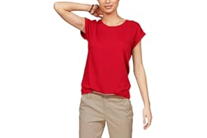 TrendiMax Damen T-Shirt Einfarbig Rundhals Kurzarm Sommer Shirt Locker Oberteile Basic Tops