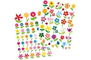 MEGACREA DIY Gommettes fleurs couleurs, tailles assorties - 87 pièces - 16 x 22 cm