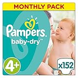 Pampers Baby-Dry Nappies Monthly Saving Pack - Size 4+, Pack of 152 (Personal Care)