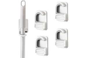CaiYuanGJ 4 Piezas Soporte Fregona, Colgador Escobas, Colgador Escobas y Fregonas Adhesivo, Adhesivos Soporte Fregonas Pared, Colgador Escobas y Fregonas Autoadhesivo, para Baño Cocina Garaje Jardín