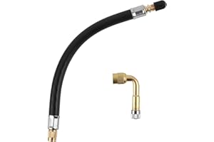 Gosknor Tire Valve Extension, 8.54 Inch Valve Stem Extension Rubber Hose Flexible Valve Stem Extender with 90 Degree Brass Tire Valve Extension Adapter for Cars Bike Motorcycles Bicycles Truck RVs