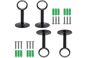 SRCASY 4 Stücke Gardinenstange Halterung Deckenhalterung, Vorhangstange Deckenhalterung, Deckenbefestigung Auflageträger Für Eine Vorhangstange Mit Schrauben, 25 mm Durchmesser,Schwarz