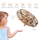 FORMIZON Mini Drône UFO pour Enfants, Mini Quadcopter Drone à Commande Manuelle Hélicoptères Débutant Tournant à 360 ° en Rotation, Cadeau Jouets Volants pour Adolescents (d'or)