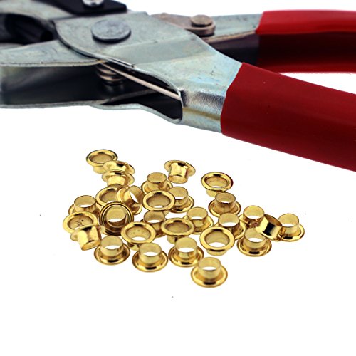 5-Loch Lochzange & Ösenzange Set 20 Ösen von Kurtzy – Metallösen Druckknopf Stud Ring Schneider Zange Werkzeug – ideales Werkzeug für Leder, Stoff, Gürtel, Kleidung, dekorative Reparatur - 5