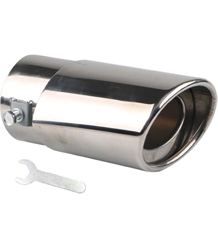 Rumplex Auspuffblende Oval Edelstahl - Universelle Auspuffspitze Chrom 48-65mm