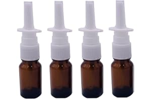 ERICOTRY 4 pulverizadores vacíos de 10 ml de vidrio ámbar, rellenables, pulverizadores nasales, contenedor limpiador para riego nasal, spray para aplicaciones médicas de agua salina
