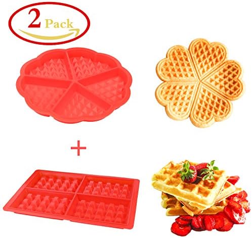 GeMoor 2pack Nonstick Silicone Waffle Mold Biscuit Kitchen Cookie Baking Tool