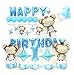 Produktbild HorBous 1 Jahr alt Baby Kinder Geburtstag Ballon Dekoration 1. Party Ballon Dekor Set Pink/Blau (Blau 1)