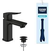 GROHE Dice S Basin Tap with Push-Open Drain (Ceramic Cartridge 28 mm, Water and Energy Saving, 3/8 Inch Connections, Easy to
