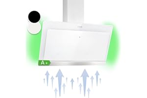 Klarstein Kitchen Cooker Hood, Angled Cooker Hoods 90cm, Extractor Fan for Kitchens w/RGB LED Lights, Carbon Cooker Hood Filter, 563m³/h Airflow Cooker Hoods, Angled Extractor Fan Kitchen Hood