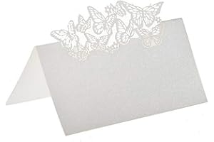 Bkrdty Tischkarten 100 stück Perlweiss Schmetterling Platzkarten für Hochzeiten Trauerfeiern Meetings Präsentationen 12 * 9cm