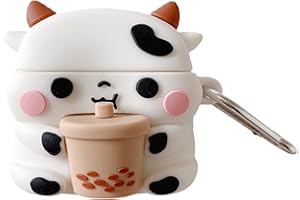 eglixu Etui na słuchawki z PCW do Huawei Freebuds 4i, 3D, urocze kreskówki anime, pokrowiec ochronny z brelokiem do Huawei Freebuds 4i pudełko ładujące (krowy)