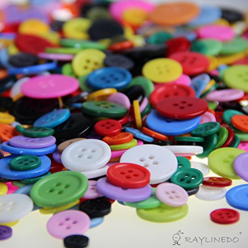 RayLineDo Knöpfe aus Holz für Näh- und Handarbeiten, 1 Packung, R02colorful, 2XPACK - 2
