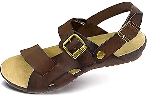 Harssidanzar Sandalias de cuero para hombre con correa ajustable GM205EU