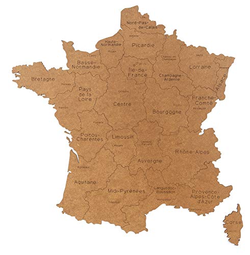 MiMi Innovations Lussuosa Decorazione da Parete in Legno con Mappa del Paese France 85x70 cm/33.5x27.6 Pollici | Marrone