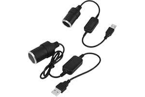 TXERFOLG 2 Stück USB A Stecker auf 12V Auto Zigarettenanzünder 5V auf 12V KFZ USB auf Zigarettenanzünder Buchse Konverter für Auto Zigarettenanzünder Kamera GPS E-Dog Handy Galaxy Pixel Tablets(35 cm 60 cm)