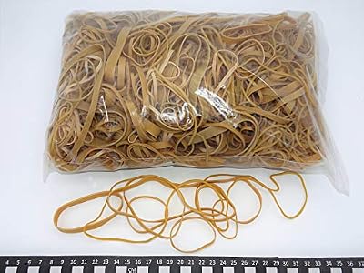 Progom - Elastiques caoutchouc - blond - tailles assorties - longueur à plat : 30mm a 200mm - largeur : 1.7mm à 10mm - sac de 1kg