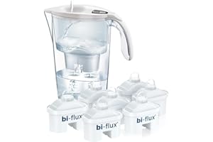LAICA Stream Line Caraffa Filtrante - 2,3L - Bianca - Timer Digitale - 7 Filtri bi-flux Inclusi, Preserva i Sali Minerali Utili all'Organismo e Riduce Cloro e Calcare - Made in Italy