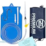 Premium Enema™ Blue SILICONE ENEMA BAG KIT with Precision Stopcock Tap, One-Way Valve, Long Silicone Hose, 3 Insertion Tips & Storage Bag - BPA Free and Phthalates Free - Satisfaction Guaranteed