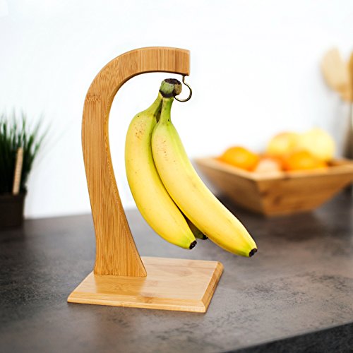 Relaxdays Bananenhalter SHELDON HBT 28,5 x 16 x 16 cm dekorativer Bananenständer aus Bambus für die Küche zum Aufhängen von Bananen, Weintrauben, Tomaten und anderem Obst stabiler Obstständer, natur - 2