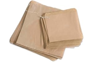 ezkart Pack of 200 - Versatile Brown Paper Bags Assorted Sizes for Groceries, Vegetables, Bread, & Fruits- Ideal as Sandwich, Cake, Paper Food Bags, Pick and mix bags Sweet Bags (200, 7x7 Inch)