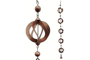 GLORLLIANT Chaîne de Pluie en Métal pour Gouttière, 108 cm, Carillon Pluie, Pluie à Suspendre, Décoration Jardin, Chaîne Attrape Pluie, Carillon éolien Rétro