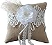 Eyekepper Burlap Lace Wedding Ring Pillow with Flower