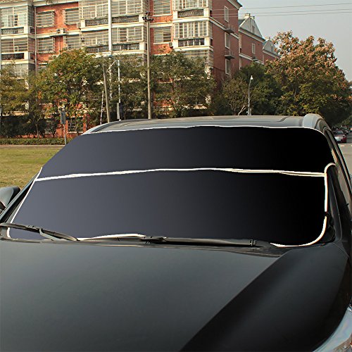 Preisvergleich Produktbild SAVORI Autoscheibenabdeckung Sonnenschutz Sonnenblende Frontscheibe Windschutzscheiben Abdeckung Anti-Schnee für Winter und Sommer (Schwarz)