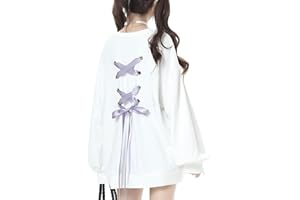 YINGKE Donna Kawaii Cuore Nastro Giapponese Carino Corda Anime Pattern Felpe Ragazze Stile Harajuku Pullover Felpa