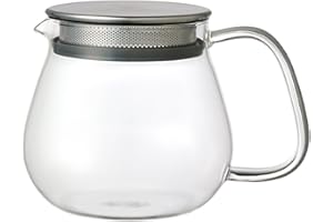 Kinto Unitea - Tetera One Touch 460 ml - Resistente al calor - Tetera de vidrio con filtro y tapa de acero inoxidable