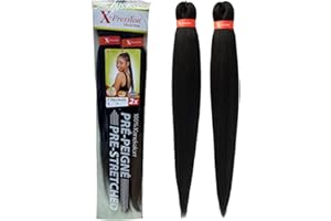 TBL PRO Xpression Pre-Stretched Braiding Hair - 100% Kanekalon, Itch-Free, Lightweight, Hot Water Set, 46" - 160g. (XP_PS_1B)