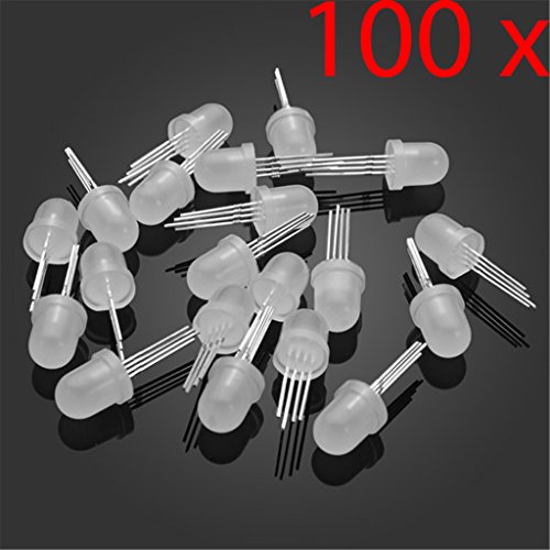Gaoxing Tech. Lote 100Pcs 5mm Tri-Color 4 PIN Anodo Común ROJO AZUL RGB LED Emisor de Luz Diodo