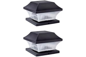 Rheme Solar Post Lights Outdoor Glass LED Fence Cap Light 2 Modes for 4x4 5x5 6x6 Posts Deck Patio Garden Decoration (2 Pack)