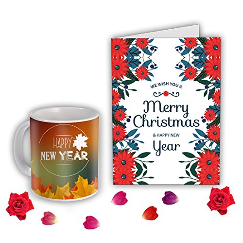 Sky Trends New Year Gifts and Merry Christmas Gifts 2018 Gifts Printed Coffee Mug with Printed Greeting Card for New Year Gifts for Friend Girlfriend Boy Friend 010