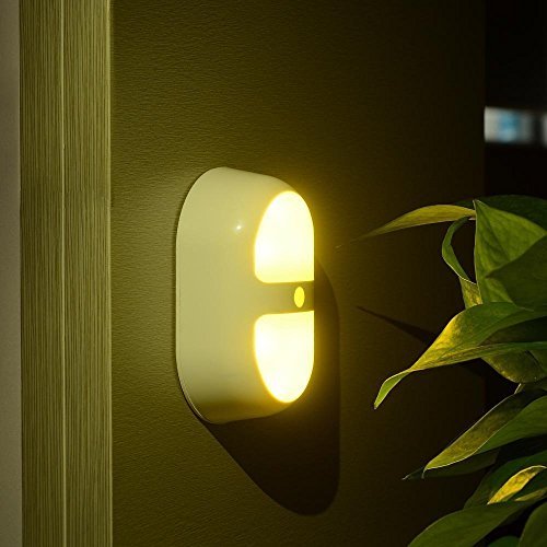 lederTEK Desarrollado Inalámbrico Interior Sensor de Movimiento de Luz de la Noche, Energía Batería, Iluminación Muro Automática Amarillo, PIR Bombilla, Seguridad de la Lámpara Indicador de Interior de la Habitación(1 paquete)