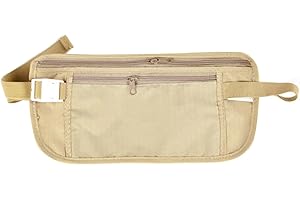 Ranuw Sac banane de voyage antivol invisible pour téléphone, passeport, espèces, portefeuille de voyage caché, petit portefeuille de voyage avec sangle pour homme et femme, pochette pour argent, kaki