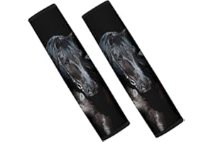 Coloranimal Schwarzes Pferd, Auto-Zubehör, Innenausstattung, Auto-Sicherheitsgurt-Schultergurte, Abdeckung, universell, passend für die meisten Automobile, 2 Stück