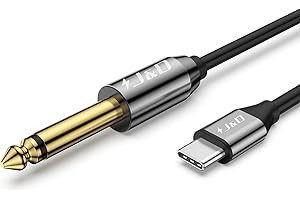 J&D USB-C na 6,35 mm 1/4 cala kabel audio TS, pozłacany USB typu C do 6,35 mm 1/4 cala męski TS Mono Interconnect PCW kabel adaptera Aux, 3,3 stopy