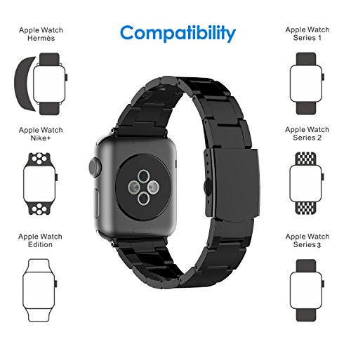 JETech Correa Reemplazable para Apple Watch 42mm y 44mm Series 1 2 3 4 Acero Inoxidable Negro JETech Correa Reemplazable para Apple Watch 42mm y 44mm Series 1 2 3 4 Acero Inoxidable Negro