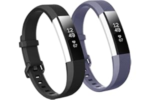 Fit-power Bracelet de remplacement en silicone pour montres Fitbit Alta HR et Alta avec fermoir en métal (comprenant une protection d'écran gratuite)