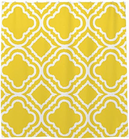 ZiChuangD Light Yellow Moroccan Quatrefoil Pattern Shower Curtain