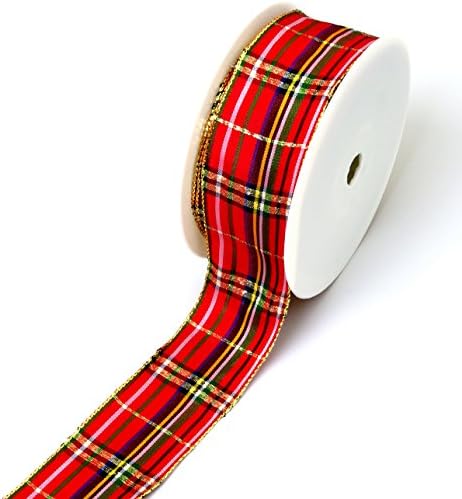 Plaid Lurex Thread Tape - Red - 40 mm Wide - Role 20 M - 44536-40-20-35